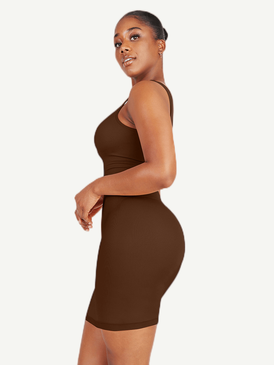 Eco-Friendly Snatched Fit Square-Neck Seamless Shaper Dress