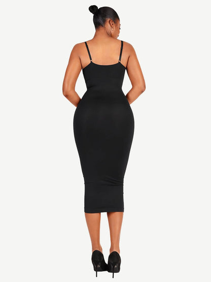 Eco-Friendly Snatched V-Neck Seamless Shaper Dress