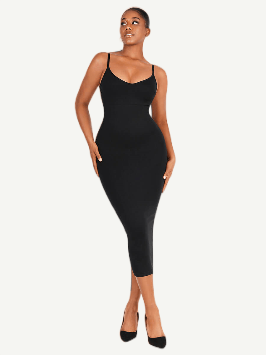 Eco-Friendly Snatched V-Neck Seamless Shaper Dress