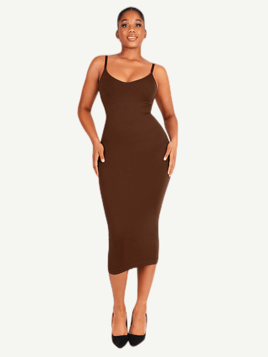 Eco-Friendly Snatched V-Neck Seamless Shaper Dress