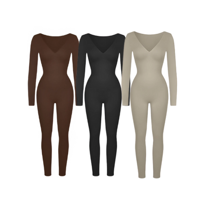 Smooth Deep V Waist-Cinching Tummy Control Jumpsuit