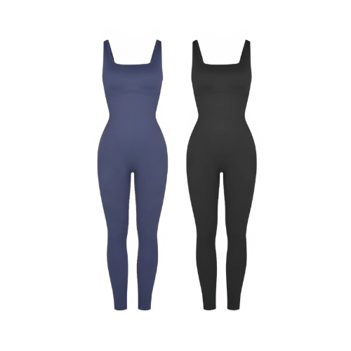 Seamless Shaping Jumpsuit with Square Neckline and U-Shaped Back Design