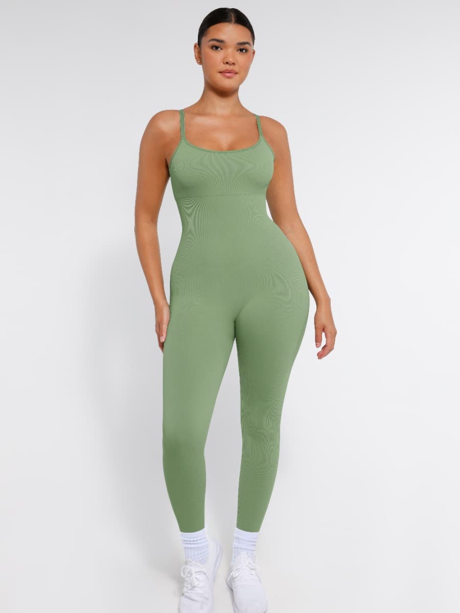 Stretchy Seamless Tummy Control Jumpsuit with Removable Cups