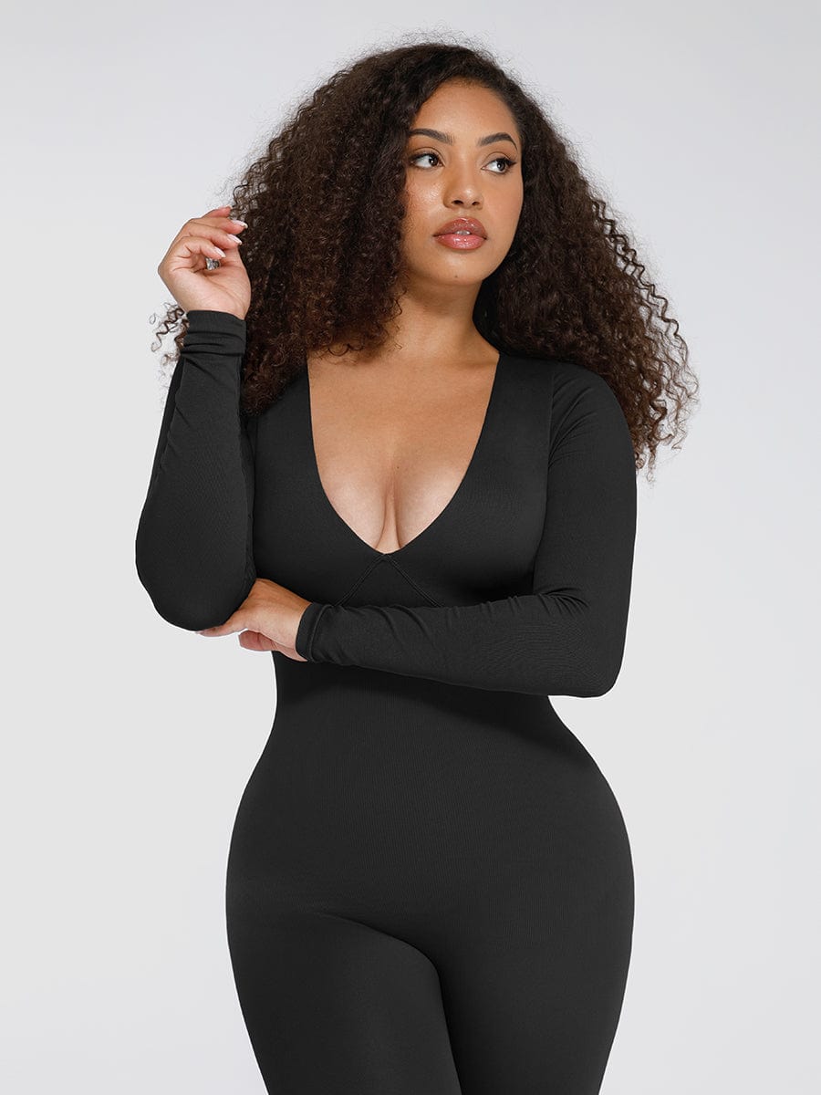 Smooth Deep V Waist-Cinching Tummy Control Jumpsuit