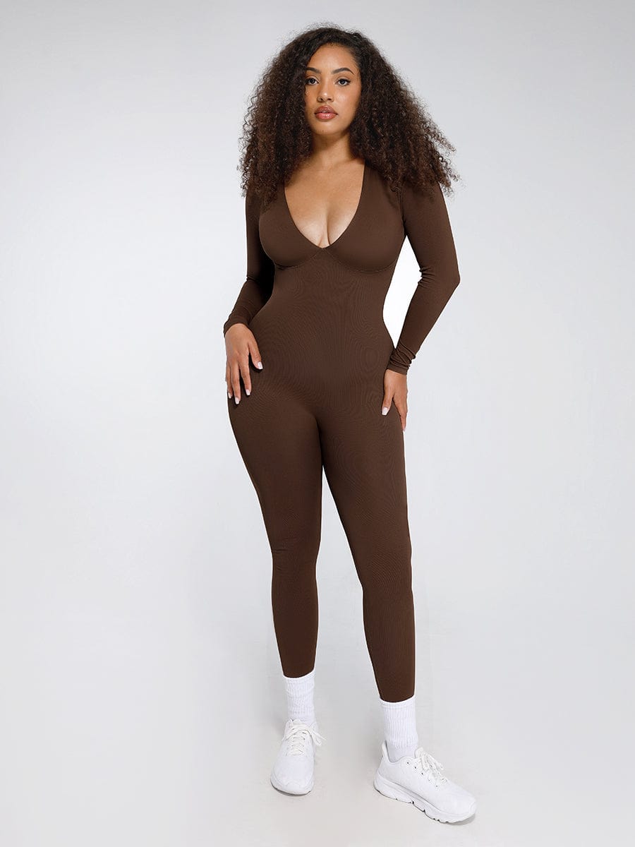 Smooth Deep V Waist-Cinching Tummy Control Jumpsuit