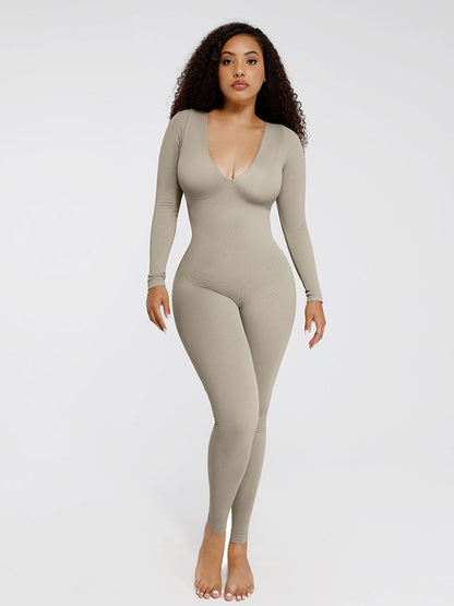 Smooth Deep V Waist-Cinching Tummy Control Jumpsuit