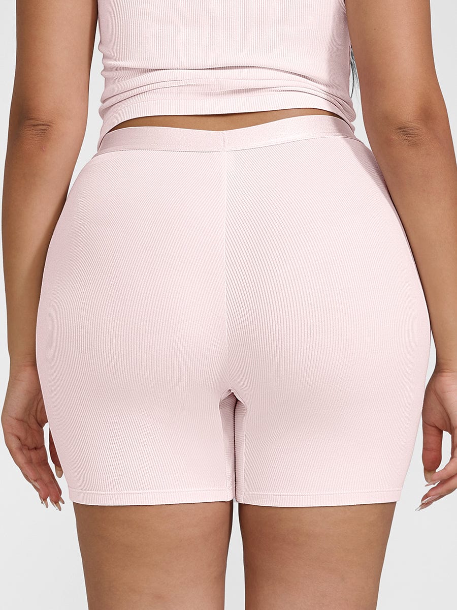 Rayon Ribbed Fitted Boxer Mid Waist Breathable Shorts