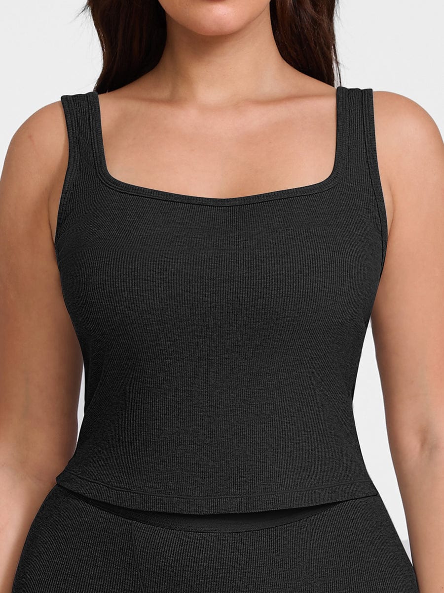 Rayon Ribbed Wide Breathable Strap Tank Top