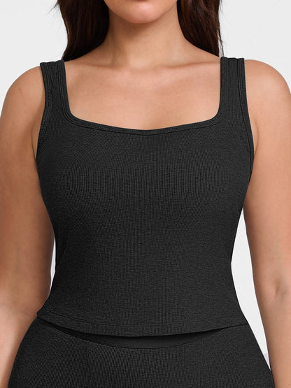 Rayon Ribbed Wide Breathable Strap Tank Top