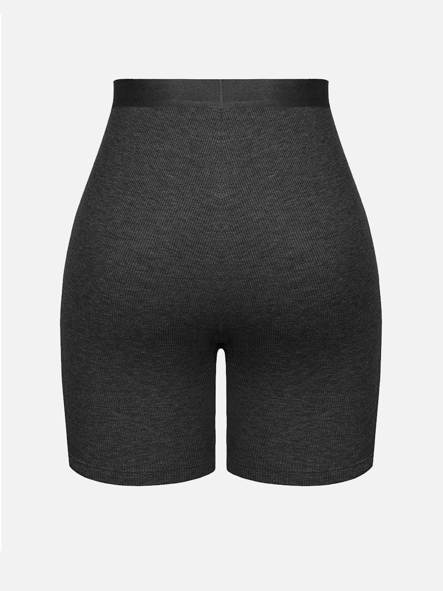 Rayon Ribbed Fitted Boxer Mid Waist Breathable Shorts