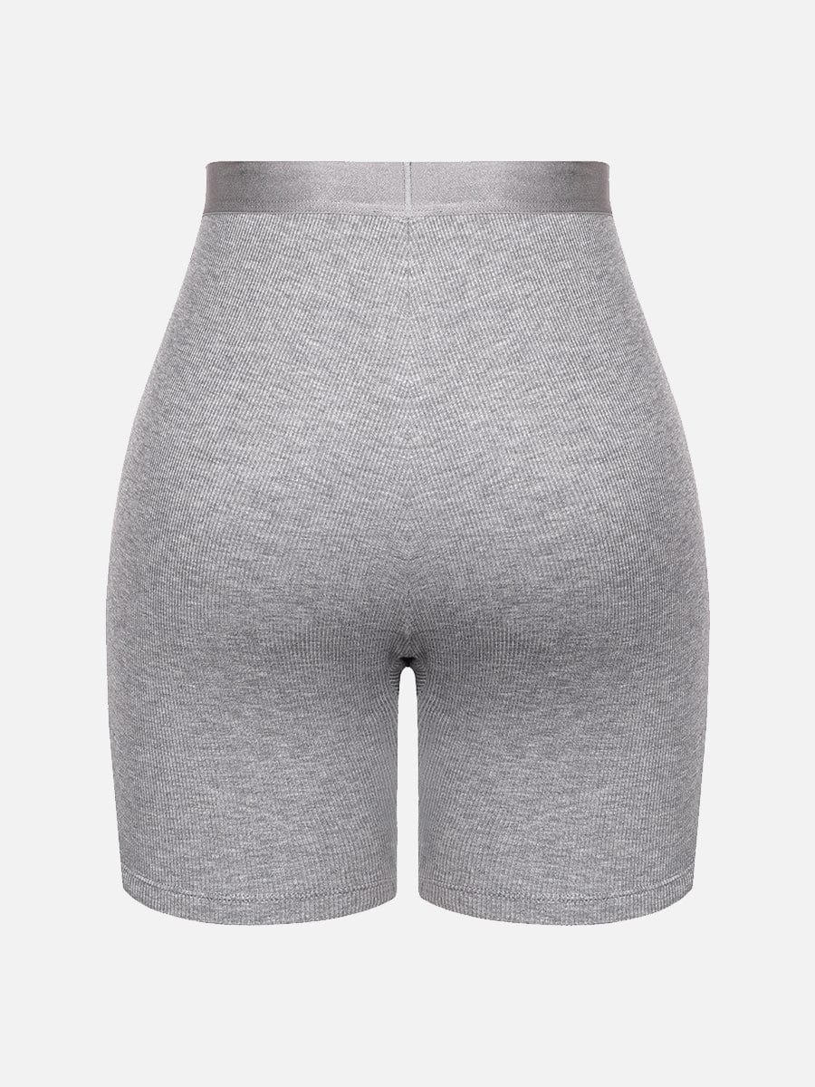 Rayon Ribbed Fitted Boxer Mid Waist Breathable Shorts