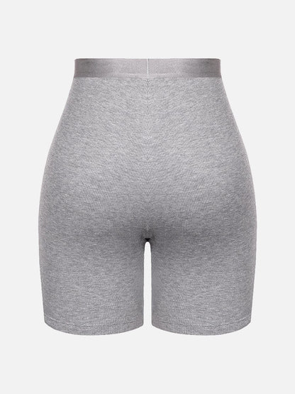 Rayon Ribbed Fitted Boxer Mid Waist Breathable Shorts
