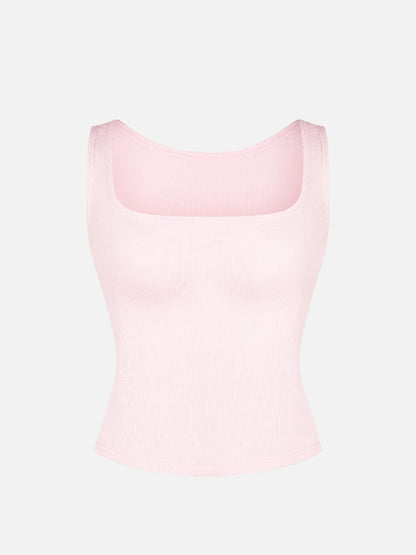 Rayon Ribbed Wide Breathable Strap Tank Top