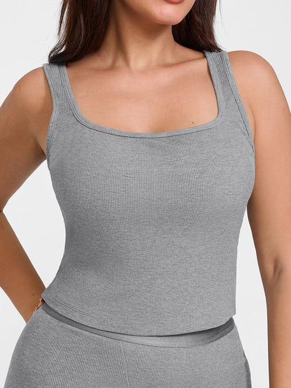 Rayon Ribbed Wide Breathable Strap Tank Top