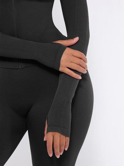 Seamless Full-Zip Running Top with Thumbhole Sleeves