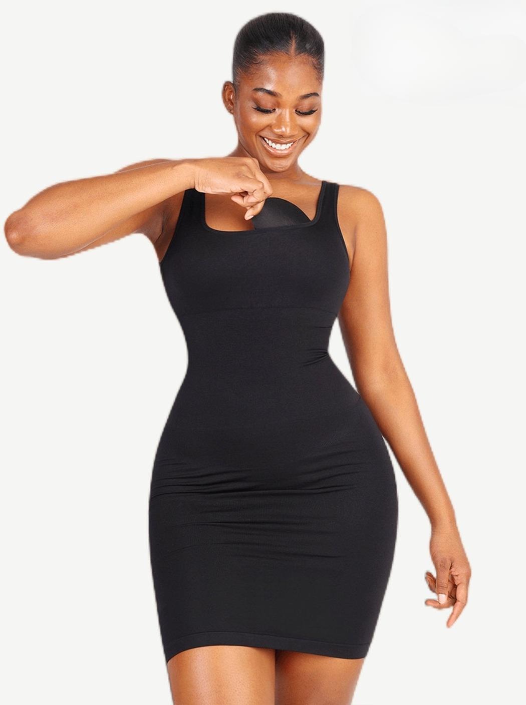 Eco-Friendly Snatched Fit Square-Neck Seamless Shaper Dress