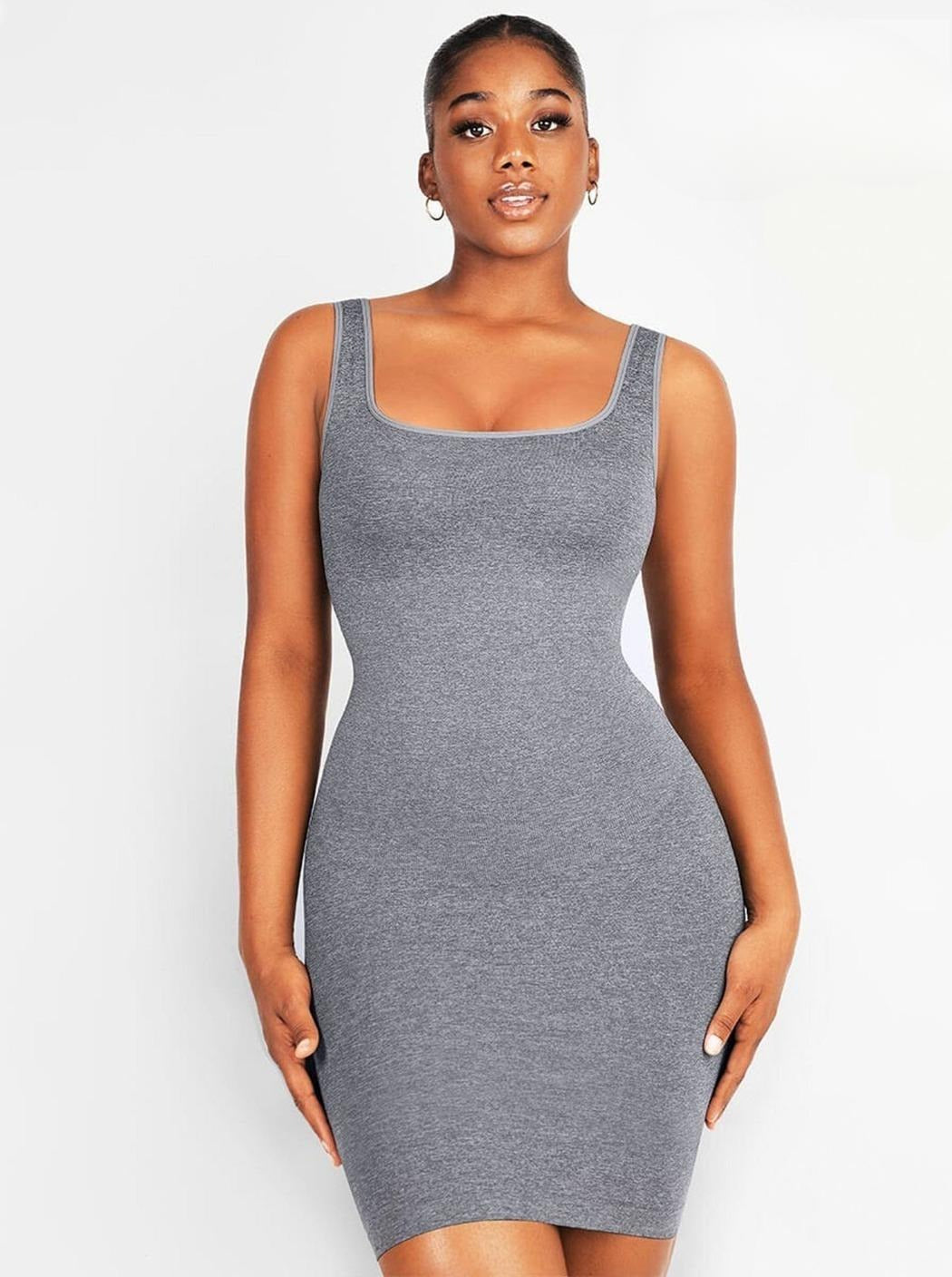 Eco-Friendly Snatched Fit Square-Neck Seamless Shaper Dress