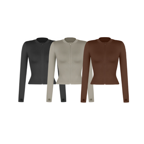 Seamless Full-Zip Running Top with Thumbhole Sleeves