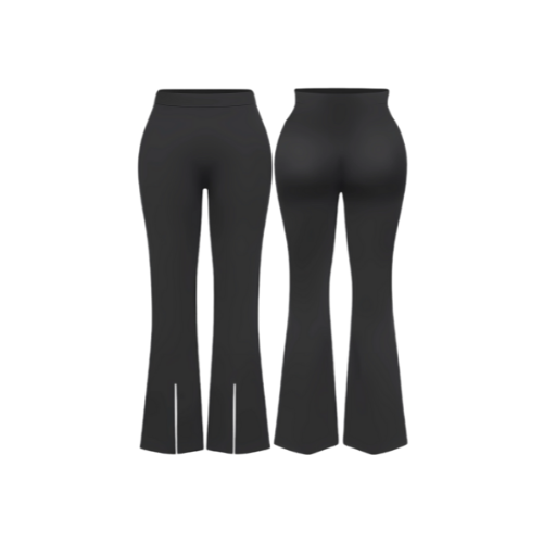 High-Waisted Flare Leggings with Abdominal Control and Front Slit