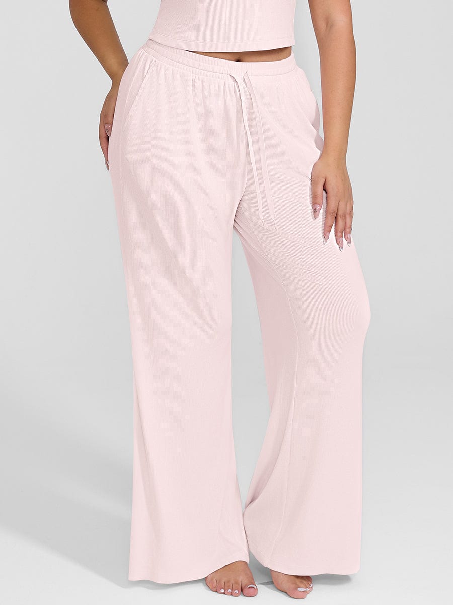 Rayon Ribbed Wide Leg Lounge Pants