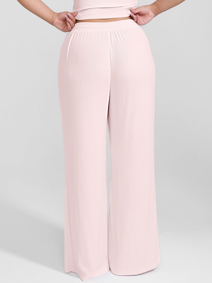 Rayon Ribbed Wide Leg Lounge Pants