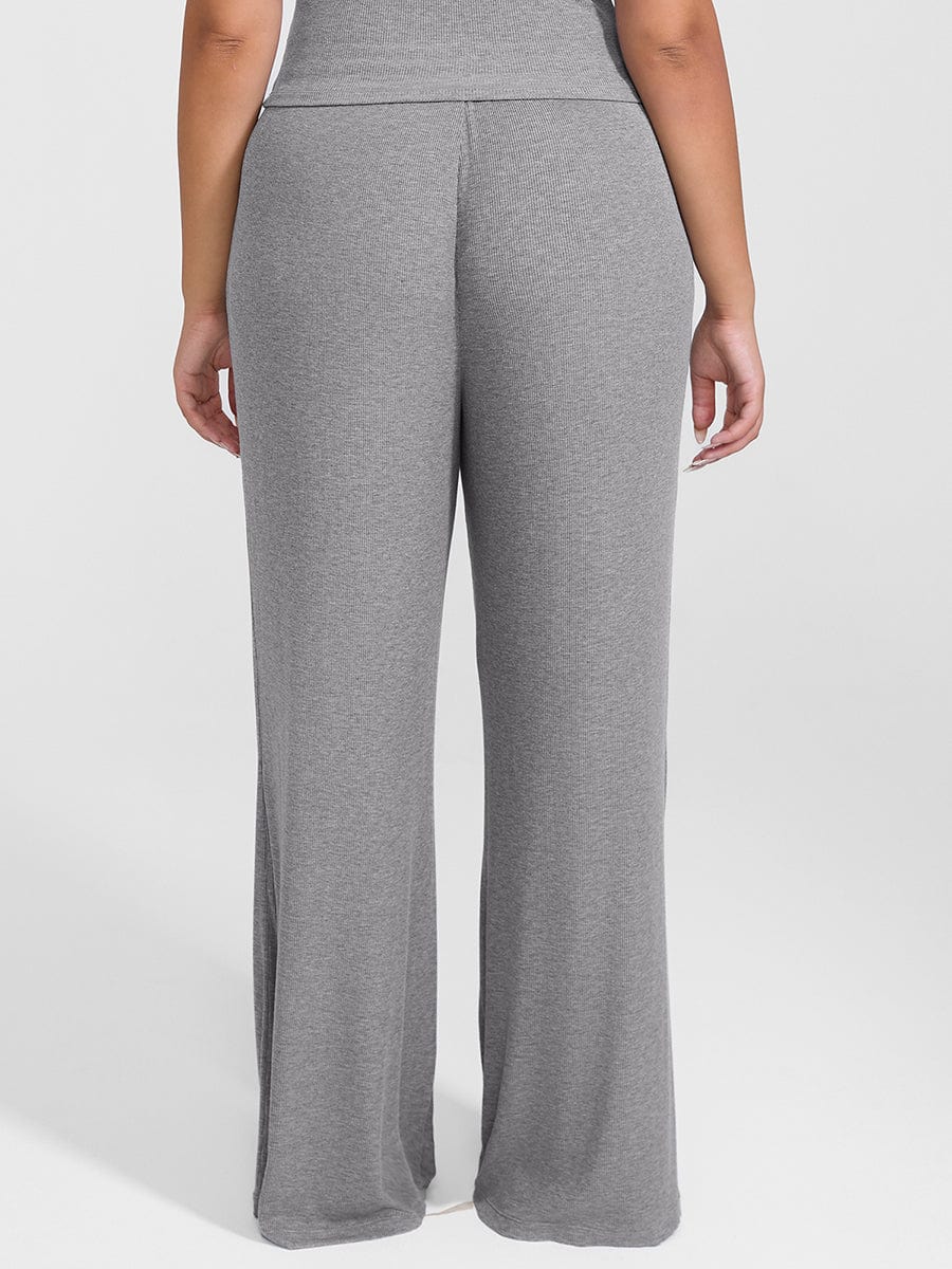 Rayon Ribbed Wide Leg Lounge Pants
