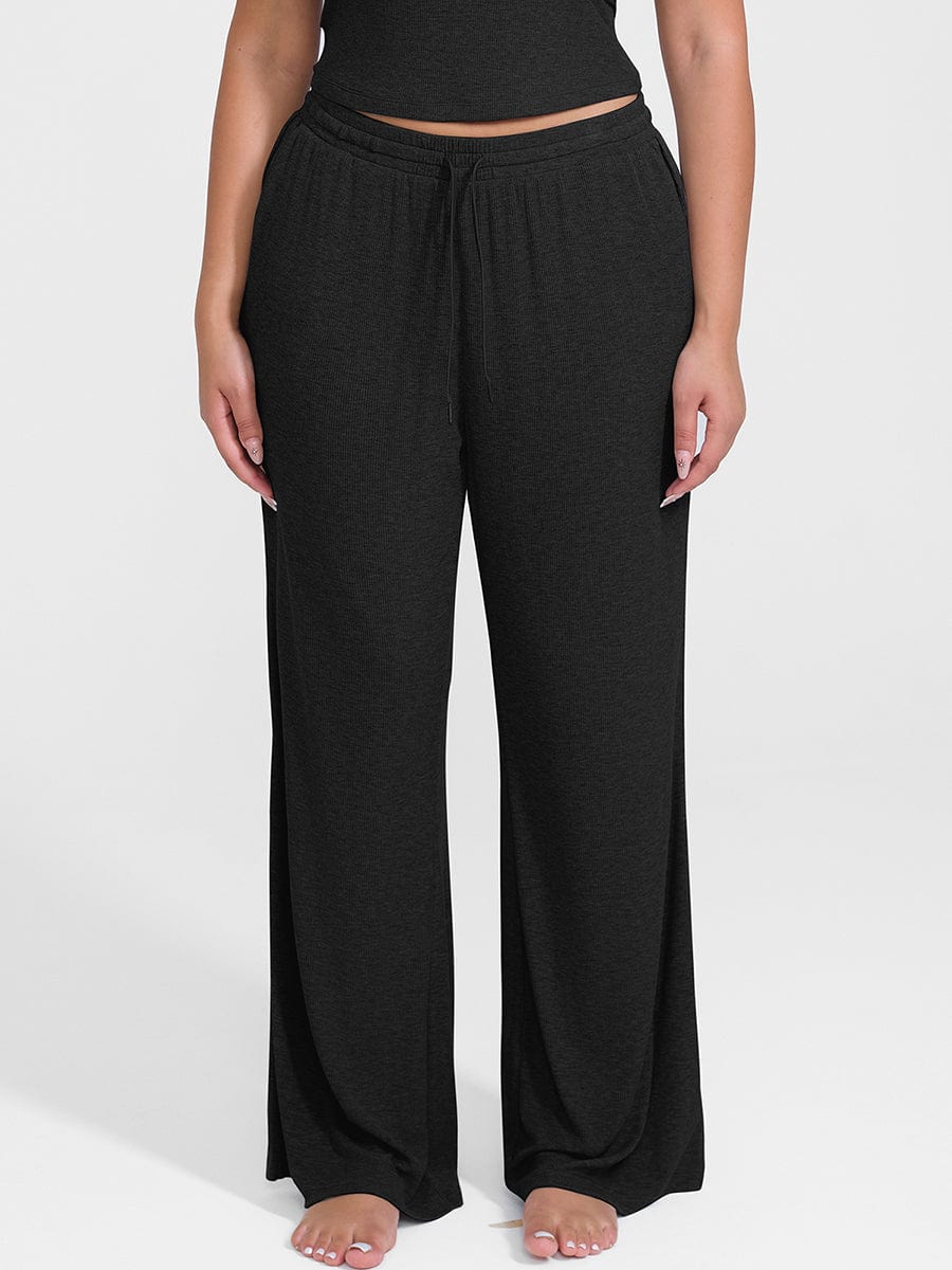Rayon Ribbed Wide Leg Lounge Pants