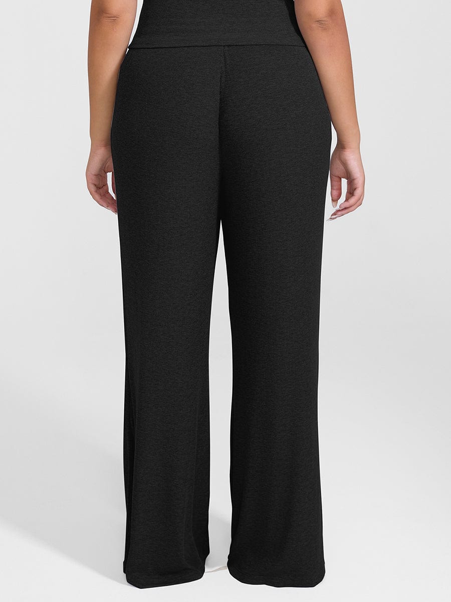 Rayon Ribbed Wide Leg Lounge Pants