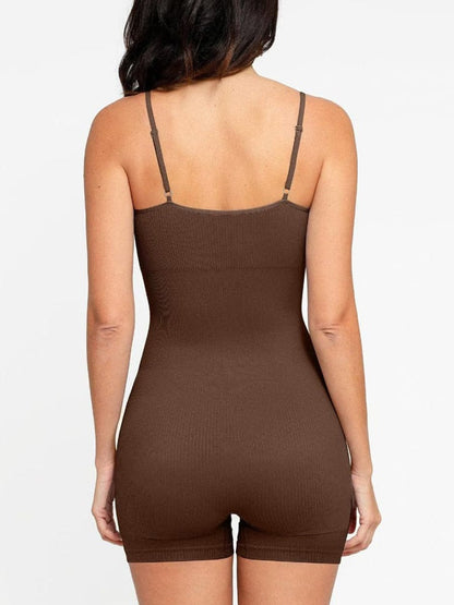 Seamless Ribbed Eco-Friendly Shapewear Romper with Adjustable Straps