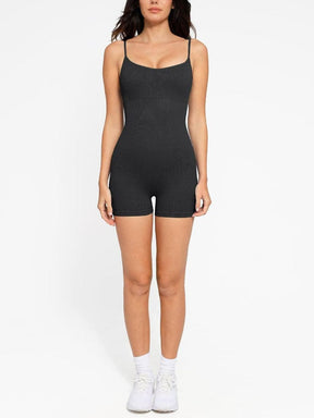 Seamless Ribbed Eco-Friendly Shapewear Romper with Adjustable Straps