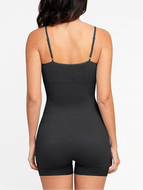 Seamless Ribbed Eco-Friendly Shapewear Romper with Adjustable Straps