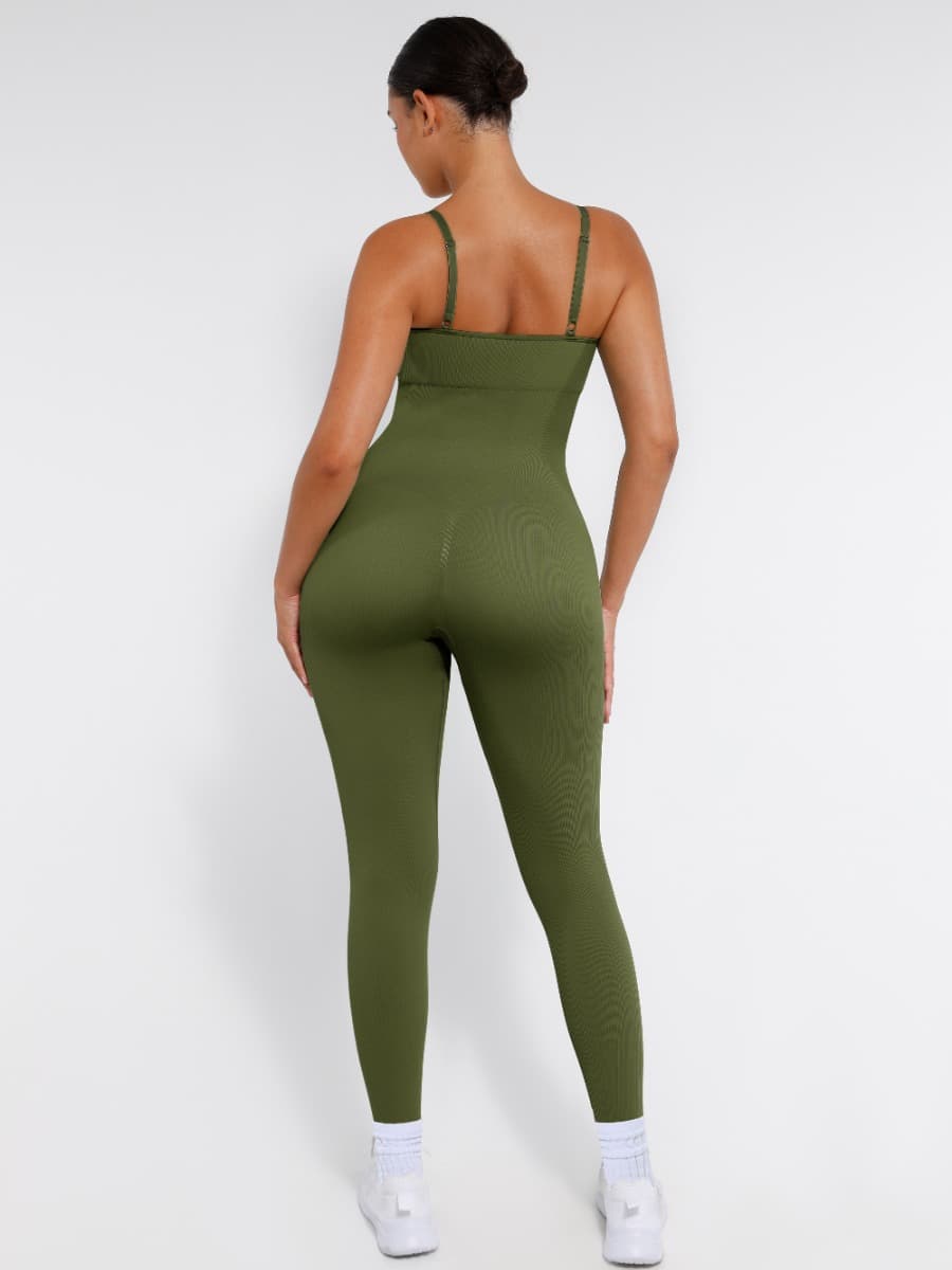 Stretchy Seamless Tummy Control Jumpsuit with Removable Cups