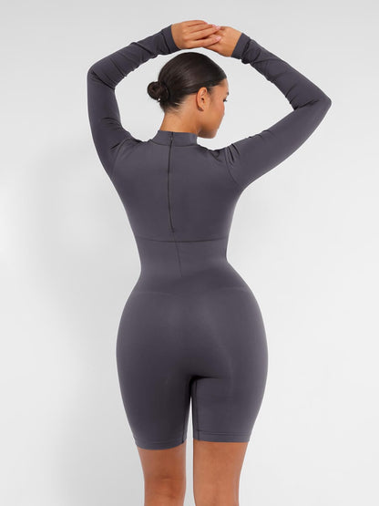 Seamless Tummy Control Jumpsuit with Bust Support, Waist Cinching, and Removable Cups