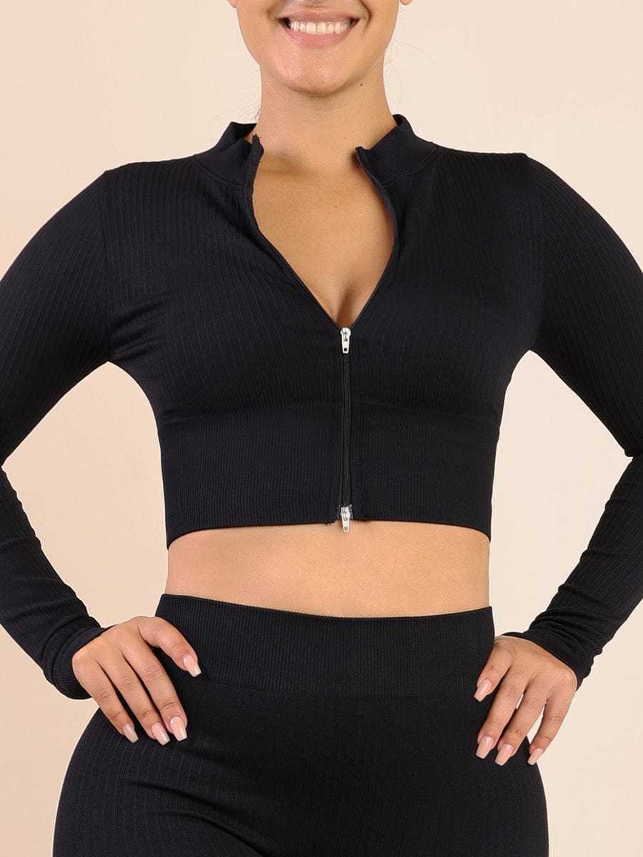 Women's Elastic Ribbed Sportswear Tops