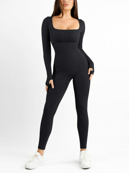 Long Sleeve Square Neck Jumpsuit