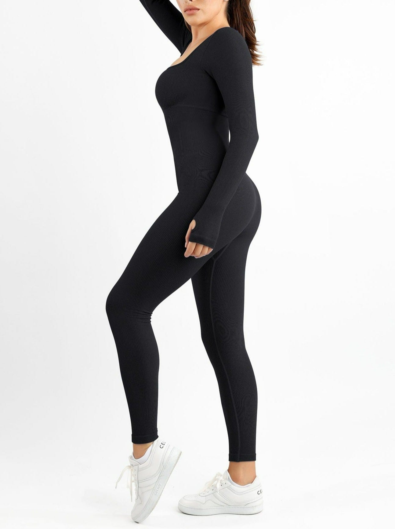 Long Sleeve Square Neck Jumpsuit